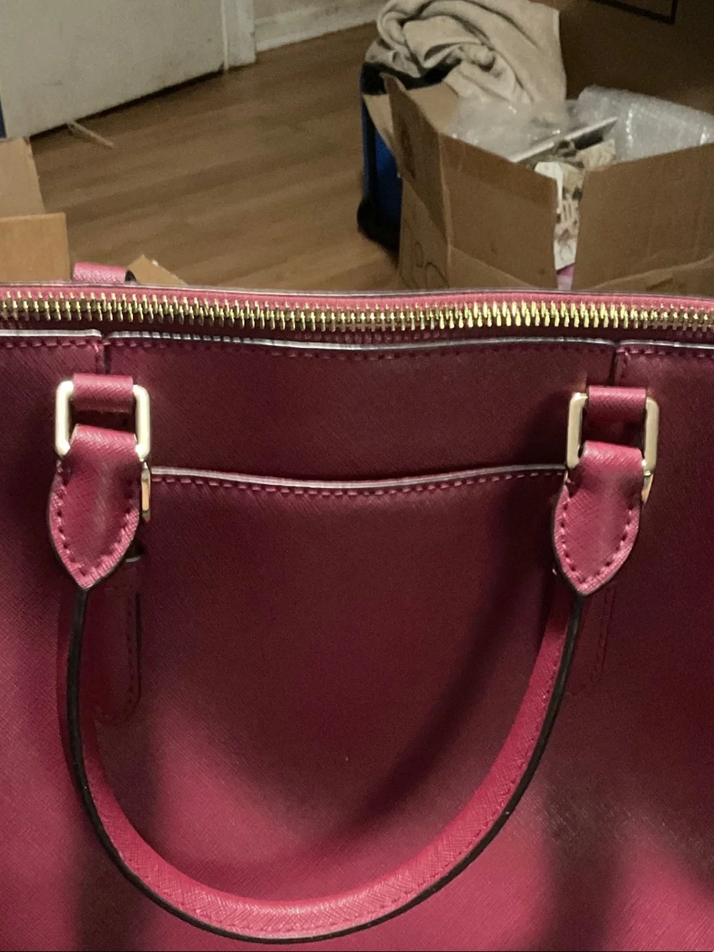Michael Kors Maroon Saffiano Leather Satchel